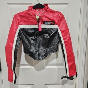 ⚡ 2/$5 - Faux Leather Red and Black Jacket